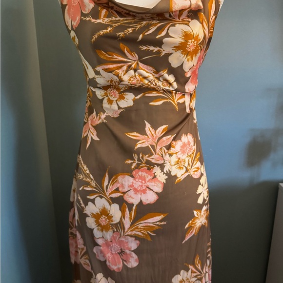 FREE PEOPLE ELLA Flora Print Maxi Dress 12 large cowl neck slip dress - Picture 4 of 10